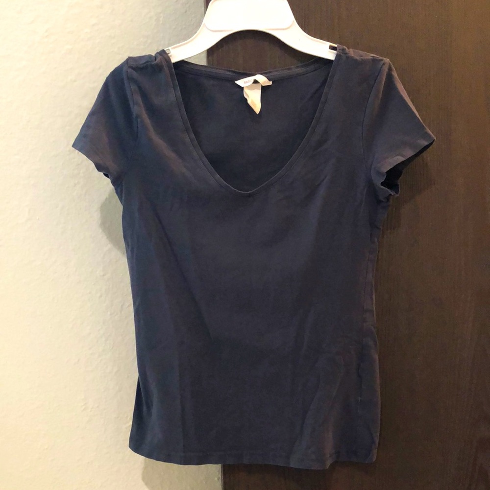 Dark blue/charcoal gray H&M basic v-neck tee